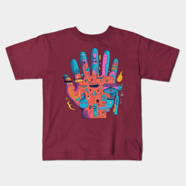 Psychedelic Surrealism: A Whimsical Journey through Aztec and Hopi Art Kids T-Shirt by MerlinArt